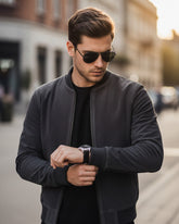 Grey Suede Bomber Jacket for Men